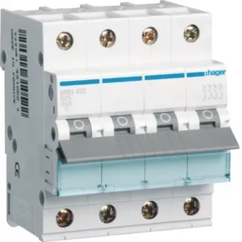 Întrerupător automat de protecție Hager MBN425 cu 4 poli, B-25A, 6kA