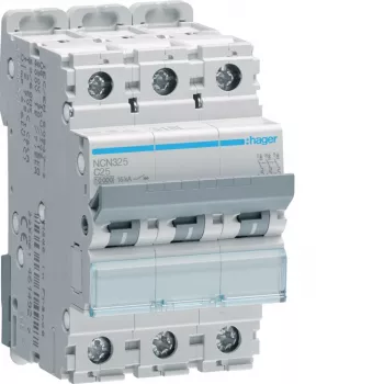 Întrerupător automat modular HAGER NCN325 3 poli curba C 25A, 10kA, 3 module