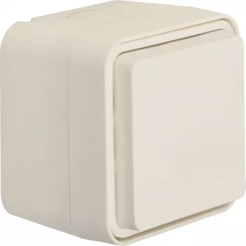 HAGER WNC160B SCHUKO Socket Outlet, Surface-Mounted, Hinged Lid, Increased Touch Protection, Polar White
