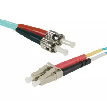 Cablu patch fibră optică EXERTIS CONNECT Eco, 50/125 µm, fibră OM3, conector LC duplex/ST duplex, aqua, 5,0 m, șlefuire UPC UPC (392734)