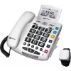 Pachet Geemarc SERENTIES telefon cu fir pentru seniori cu pandantiv de detectare a căderilor, afișaj iluminat, alb