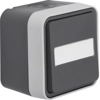 Hager WNC027 Push Button Switch, 1-Pole, 1 N.O., 10A, 250V AC, DIN Rail, Light Grey