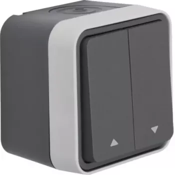 Buton de serie pentru rulou Hager WNC302, 2 canale, montaj îngropat, alb polar