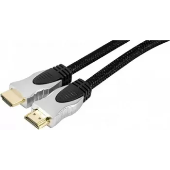 Cablu HDMI High Speed EXERTIS CONNECT cu Ethernet, aurit, împletit, 1,5 m, negru 127899