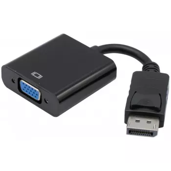 Adaptor DisplayPort 1.2 la VGA Exertis Connect cu audio stereo, activ, tată DisplayPort la mamă VGA, negru (127370)