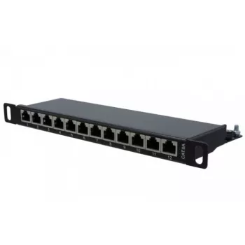 Patch panel EXERTIS CONNECT Cat. 6A STP 10 inch 0,5U cu 12 porturi, negru 257312
