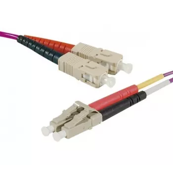 Cablu patch fibră optică OM4 HD EXERTIS CONNECT, SC duplex la LC duplex, 50/125 µm, violet Erika, 0,5 m 392800