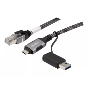 Cablu de rețea Dexlan USB Gigabit Ethernet, USB C/A la RJ45, 2,0 m (310702)