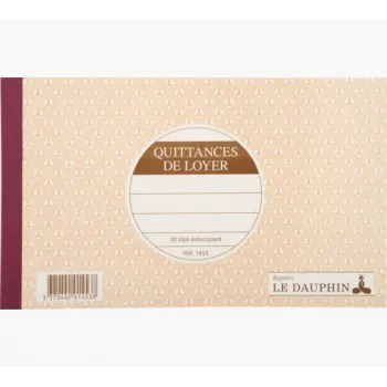 Bloc de chitanțe de chirie Le Dauphin, 125 x 210 mm, 2 părți autocopiative, 50 seturi, alb (1453D)