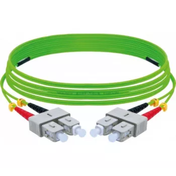 Cablu patch din fibră optică EXERTIS CONNECT OM5 SC Duplex la SC Duplex, 50/125 µm, UPC, verde lime, 1 m 392901