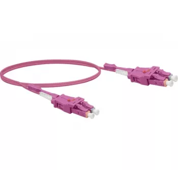 Cablu patch din fibră optică EXERTIS CONNECT OM4 Uniboot LC Duplex la LC Duplex, 50/125 µm, violet erika, 5 m 392954