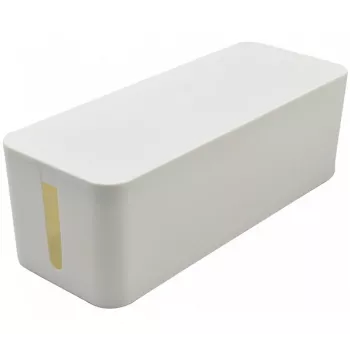 Cutie mare de management al cablurilor Exertis Connect pentru prelungitoare, albă, 400 x 160 x 135 mm 573423