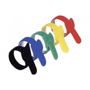 Set de legături de cablu cu scai Exertis Connect, 210 mm x 16 mm, 15 bucăți, 5 culori (negru, albastru, verde, galben, roșu)