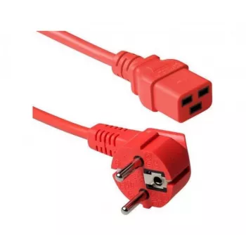 Cablu de alimentare Exertis Connect 16 A Schuko în unghi la C19 drept, roșu, 2 m 640055