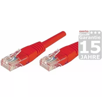 Cablu patch EXERTIS CONNECT Cat.5e U/UTP, roșu, 5,0 m, cu protecție anti-agățare a clemei slim 853946