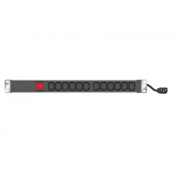 PDU EXERTIS CONNECT 19 inch 1U pentru rack, 12 ieșiri IEC C13, intrare Schuko, cablu 2,5 m, aluminiu, negru (808903)