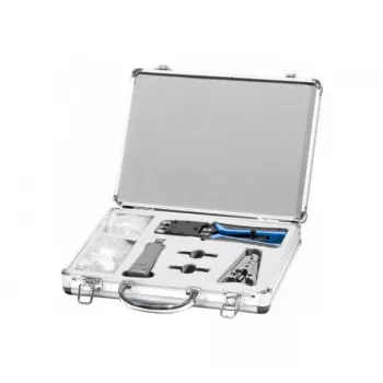 Set de unelte de rețea EXERTIS CONNECT cu mufe RJ45 în valiză din aluminiu-plastic (818082)