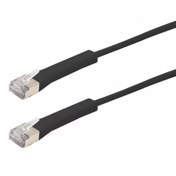 Cablu patch RJ45 Exertis Connect, Cat. 6A, F/FTP, în unghi, fără halogen, negru, 0,5 m (854012)