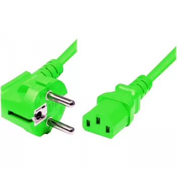 Exertis Connect cablu de alimentare, ștecher Schuko îndoit la cuplaj IEC C13, verde, 1,8 m (808016)