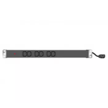PDU EXERTIS CONNECT 19 inch 1U cu 6 ieșiri C13, carcasă din aluminiu, cablu Schuko 2,5 m, RAL 9005 negru (808900)