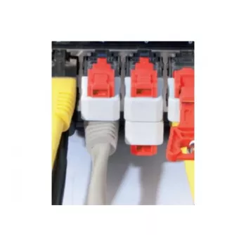 Blocator port RJ45 EXERTIS CONNECT (pachet de 10, albastru) cu cheie – blochează accesul neautorizat la rețea 848943