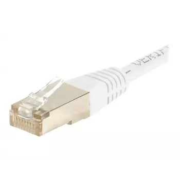 Cablu patch EXERTIS CONNECT Cat6 S/FTP, PiMF, alb, 5,0 m, cu protecție slim anti-agățare a clemei 856887