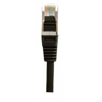 Cablu patch EXERTIS CONNECT Cat.6 S/FTP, PiMF, negru, 1,0 m, cu protecție slim la îndoire 856852