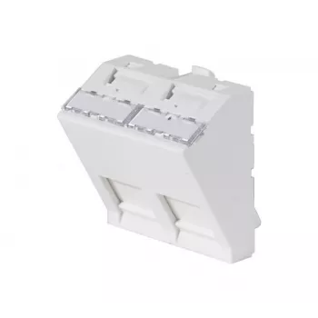 Inserție mască EXERTIS CONNECT 45x45 mm pentru 2 module Keystone, 30°, alb semnal RAL 9003 911711