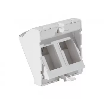 Inserție mască EXERTIS CONNECT 45x45 mm pentru 2 module Keystone, 30°, alb semnal RAL 9003 911711