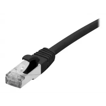 Cablu patch EXERTIS CONNECT 858482 Cat 6A S/FTP, 0,3 m, negru, cu manson subțire