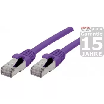 Cablu patch EXERTIS CONNECT Cat 6A S/FTP, violet, 0,3 m, cu protecție slim la îndoire 858514