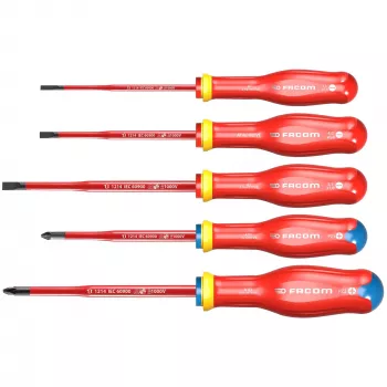 Set de 5 șurubelnițe de electrician izolate VDE 1000V Facom ATD.J5TVEPB Protwist