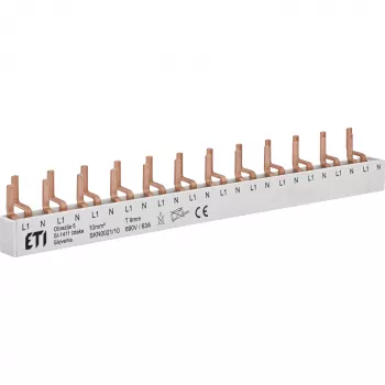ETI 002921150 Insulated Pin Busbar SKN0021/10 for ETIMAT 1N, KZS 1M, 1-Pole, 10 Modules, 63 A
