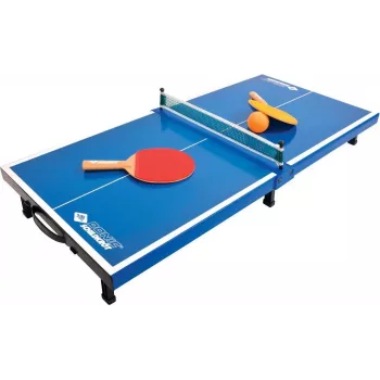 Set masă de tenis de masă mini DONIC SCHILDKRÖT, albastru, pliabil, 68 x 33 x 9 cm, cu 2 palete, plasă, 2 mingi 838576