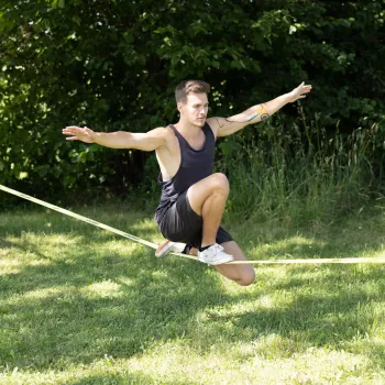 SCHILDKRÖT Slackline Set 15 m Yellow, 50 mm Wide with Ratchet Tensioning - Balance Training Kit 970701