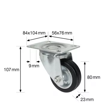 Wagner design yourself Swivel Castor RO 6184 Silver 75 mm 50 kg 4618401