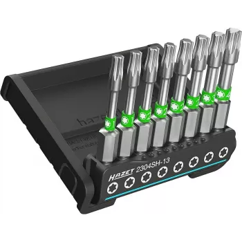 Set de 8 biți TORX interior HAZET 2304SH-13, antrenare 1/4 inch T10-T45, 25 mm, oțel special, fosfatat