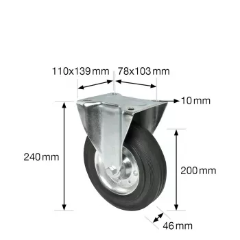 Wagner design yourself Fixed Castor RO 8200 Silver, 50 mm Wheel, 50 kg Load, Galvanized Steel 4820001