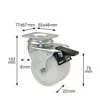 Wagner design yourself ECO RO 3277 Twin-Wheel Swivel Castor 32 mm White/Grey (3327701)