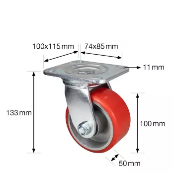 Wagner design yourself Heavy-Duty Swivel Castor RO 0116 Red (4011601)