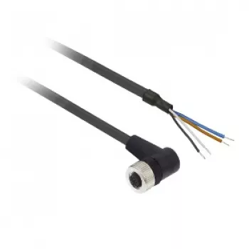 Cablu PUR TMSS GERMANY Telemechanique Sensors M12 mamă drept cu 4 pini, 2 m, negru XZCP1241L2