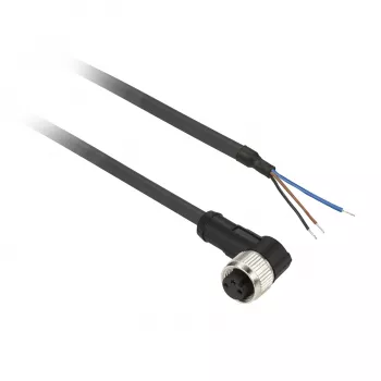 Cablu conector premontat TMSS GERMANY Telemechanique Sensors M12 mamă, 4 pini, 5m PUR, negru, drept, IP67/IP65/IP69K, 4A, 250V AC/DC, seria OsiSense XZ - XZCP0666L5