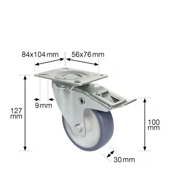 Wagner design yourself Swivel Castor RO 7600 Grey 75 mm (4760001)