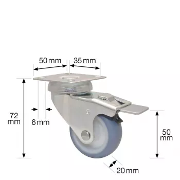 Wagner design yourself ECO RO 3550 Swivel Caster, 50 mm Wheel, Grey 3355001