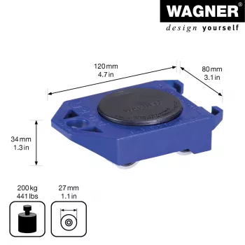 Roletă de transport Wagner ROLLY MM 3171 20317101, până la 200 kg, albastră