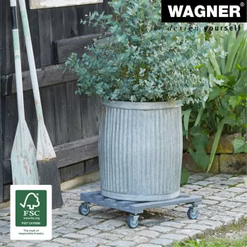 Suport cu rotile pentru ghivece Wagner design yourself GH 0412 pătrat antracit lemn 38 x 38 x 9,5 cm 20041201
