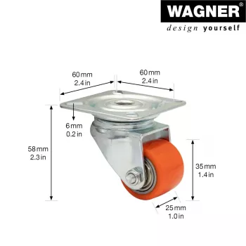 Wagner design yourself Heavy Duty Swivel Castor RO 6935 Red (4693501)