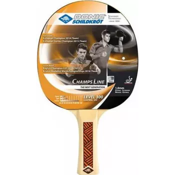 Paletă de tenis de masă DONIC SCHILDKRÖT Champs Line 300 - placaj special din 5 straturi certificat FSC, fețe Jade, mâner concav, pentru începători 705132