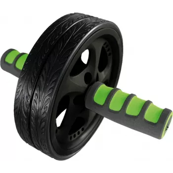 SCHILDKROT AB Roller / Abdominal Trainer, Black/Green, Double Wheel, 185 mm Diameter, 45 mm Width 960045