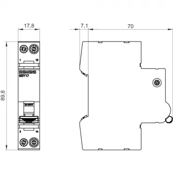 Întrerupător automat de protecție Siemens 5SY17042, 1P, Z 4A, 10kA, cu contact auxiliar 1NO